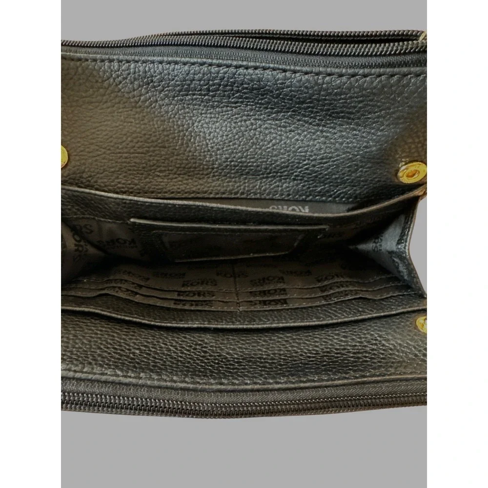 Michael Kors Fulton Black‎ Pebbled Leather Crossbody Bag Snap & Zipper Gold Logo